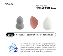 Set 3 bông mini blender: giọt nước+khối+hồ lô Vacosi PH05-02