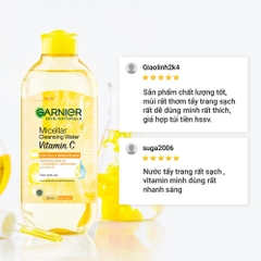 Nước tẩy trang Garnier Micellar Water Vitamin C, Nước tẩy trang dưỡng sáng da  400ml