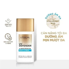 Kem Chống Nắng  L'Oréal Uv Defender Moist & Fresh Serum Protector, Kem Chống Nắng Hổ Trợ Cấp Ẩm Spf 50+ Pa++++ 50Ml