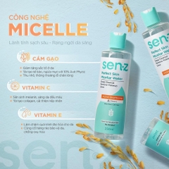 Nước Tẩy Trang SENZ Cấp Ẩm, Sạch Sâu, Sáng Da Micellar Water 250ml - CÁM GẠO