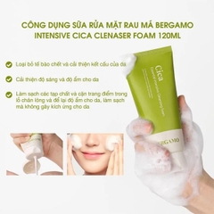Sữa Rửa Mặt Bergamo Cica Intensive Cleanser Foam 120ml - XANH LÁ