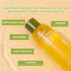 Toner Quýt Xanh Trắng Da Mờ Thâm Nám Bergamo Green Tangerine Vita Shine Dark Spot Toner 180ml