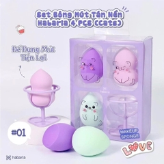 Set Bông Mút Tán Nền Habaria 4 Món Gồm 3 Mút 1 Giá Đỡ