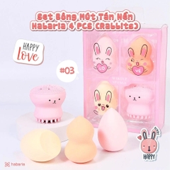 Set bông mút tán nền Habaria 4 món gồm 3 mút 1 cọ rửa mặt bạch tuộc