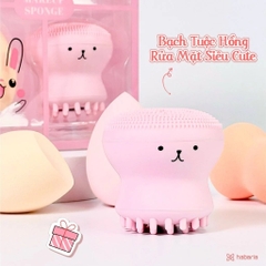 Set bông mút tán nền Habaria 4 món gồm 3 mút 1 cọ rửa mặt bạch tuộc