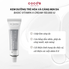 Kem Dưỡng DrCeutics Basic Vitamin A Cream 150.000 IU Kem Dưỡng Trẻ Hóa và Căng Mịn Da 35g