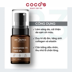 Serum DrCeutics Niacinamide 12%+ NAG 5% Serum Làm Sáng Da, Giảm Thâm Mụn, Kiềm Dầu 30g/100g