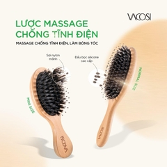 Lược Gỗ Vacosi Wooden Hairbrush Massage Ngăn Tĩnh Điện, Làm Bóng Tóc - C02