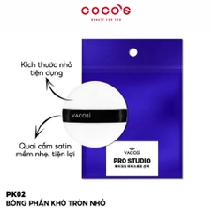 Bông Phấn Khô Tròn Nhỏ Vacosi Pro Studio Small Round Pro Puff (Bịch 1 Cái) - PK02