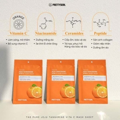 Mặt Nạ Pretty Skin The Pure Jeju Tangerine VITA C Mask Sheet, Mặt Nạ Dưỡng Trắng Da, Mặt Nạ Vitamin C 25ml