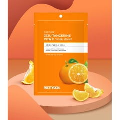 Mặt Nạ Pretty Skin The Pure Jeju Tangerine VITA C Mask Sheet, Mặt Nạ Dưỡng Trắng Da, Mặt Nạ Vitamin C 25ml