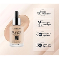 Kem Nền Catrice HD Liquid Coverage Foundation 24H Che Phủ Tự Nhiên Tạo Độ Mịn Màng Cho Da 30ml