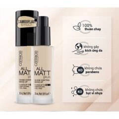 Kem Nền Catrice 18H All Matt Plus Shine Control Make Up Bền Màu Độ Che Phủ Cao 30ml