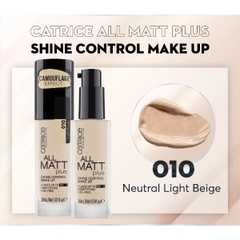 Kem Nền Catrice 18H All Matt Plus Shine Control Make Up Bền Màu Độ Che Phủ Cao 30ml