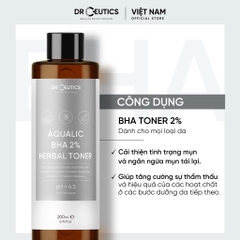 Dung Dịch Drceutics Cân Bằng Da Aqualic Bha 2% Herbal Toner - Nền Nước 100ml/200ml
