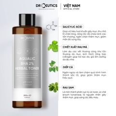 Dung Dịch Drceutics Cân Bằng Da Aqualic Bha 2% Herbal Toner - Nền Nước 100ml/200ml