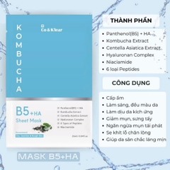 Mặt Nạ Co&K'lear Kombucha, Mặt Nạ Cấp Ẩm, Mặt Nạ B5 + HA 25g