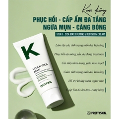 Kem Dưỡng Pretty Skin Vita K-Cica Max Calming & Recovery Cream, Kem Dưỡng Giảm Mụn, Kem Dưỡng Phục Hồi 60ml