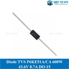 Diode TVS 600W VR 43.6V 8.7A P6KE51A Uni-directional - chân cắm DO-15