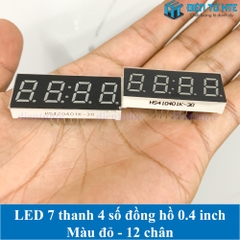 LED 7 thanh 4 số đồng hồ 0.4 inch màu đỏ cho bếp từ, hồng ngoại, nồi áp suất