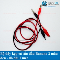 Bộ dây kẹp cá sấu đầu banana 4mm dài 1 mét đen-đỏ