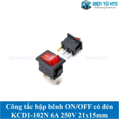 Công tắc bập bênh KCD1-102N 3 chân 6A 250V 21x15mm có đèn - Đỏ