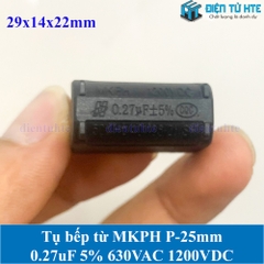 Tụ bếp từ MKPH 0.27uF 5% 630VAC 1200DC pitch 25mm Đen size 29x14x22mm