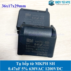 Tụ bếp từ BM MKPH 0.47uF 5% 630VAC 1200DC pitch 31mm Đen size 36x17x29mm