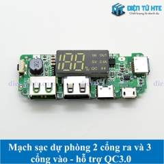 Mạch Pin dự phòng ra 2 cổng 5V 2.4A/QC - Vào 3 cổng