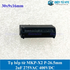 Tụ bếp từ MKP-X2 2uF 275VAC 400DC pitch 26.5mm Đen size 30x9x16mm