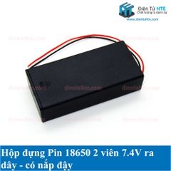 Hộp 2 viên Pin 18650 7.4V có nắp ra dây