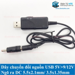 Dây chuyển đổi nguồn USB 5V sang 9V 12V loại tốt KWS-912V