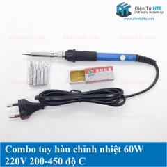 Bộ tay hàn chỉnh nhiệt 60W 220V kèm 5 mũi và nhựa thông