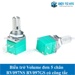 Biến trở đơn 5 chân RK097NS kèm công tắc 15mm