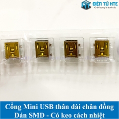 Cổng mini USB SMD 5P - chân đồng thân dài