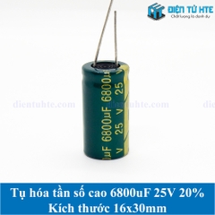 Tụ hóa tần số cao 6800uF 25V 20% kích thước 16x30mm