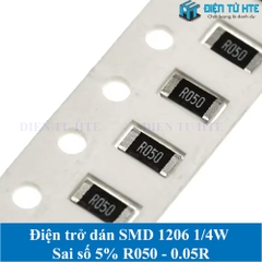 Điện trở dán SMD 1206 1/4W Sai số 5% 0.05R (Dây 100 con)