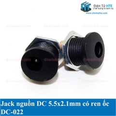 Jack nguồn DC 5.5x2.1mm có ren ốc DC-022