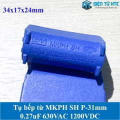 Tụ bếp từ BM MKPH 0.27uF 630VAC 1200DC pitch 31mm Xanh dương size 34x17x24mm