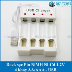 Dock Sạc Pin AA/AAA 1.2V 4 khay đầu vào USB