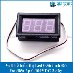 Volt kế đo điện áp 0-100V DC 3 dây hiển thị LED 0.56 inch