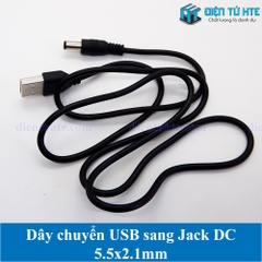 Dây chuyển USB sang jack DC 5.5x2.1mm 5V