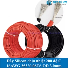 Dây điện Vỏ Silicon chịu nhiệt 200 độ C 16AWG 252*0.08TS OD 3.0mm - Màu đen