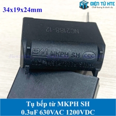 Tụ bếp từ BM MKPH 0.3uF 630VAC 1200DC pitch 31mm Đen size 34x19x24mm