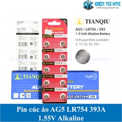 Pin cúc áo TIANQIU AG5 LR754 393A 1.55V Alkaline (Trong vỉ)