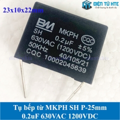 Tụ bếp từ  MKPH SH 0.2uF 630VAC 1200DC pitch 25mm Đen size 23x10x22mm