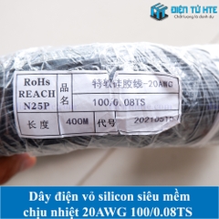 Dây điện vỏ Silicon siêu mềm chịu nhiệt 20AWG 100*0.08TS OD 1.8mm (1 mét)