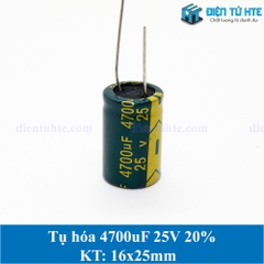 Tụ hóa tần số cao 4700uF 25V 20% kích thước 16x25mm