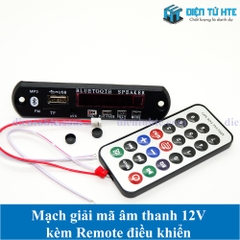 Mạch giải mã âm thanh Bluetooth MP3+WAV+WMA Lossless điện áp 12V kèm Remote