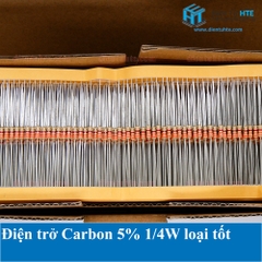 Điện trở Carbon 4 vạch màu 1/4W 5% (Dây 50 con)